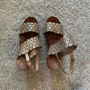 Tory Burch Platform Gold Sandals